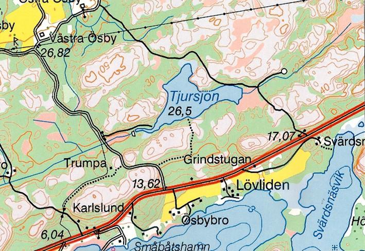 En modern karta så hittar hit! Tjursjön rotenonsbehandlades hösten 1969, samma vecka som den minnesvärda höststormen.