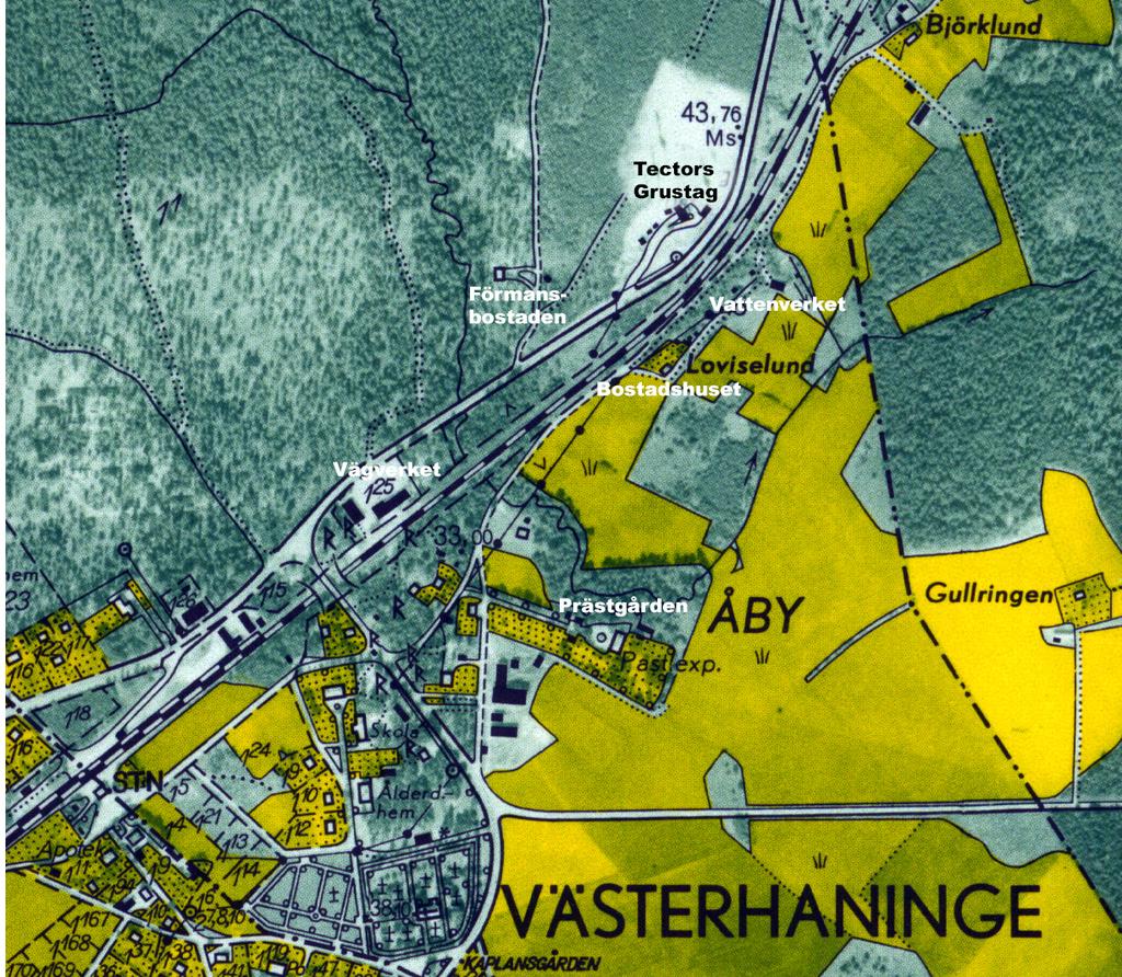 Utdrag av Ekonomiska Kartan 1951. Historiskt hittar man lägenheten i husförhörslängden från 1846 under Prästbostället och Kyrkoroten som arbetarbostad.