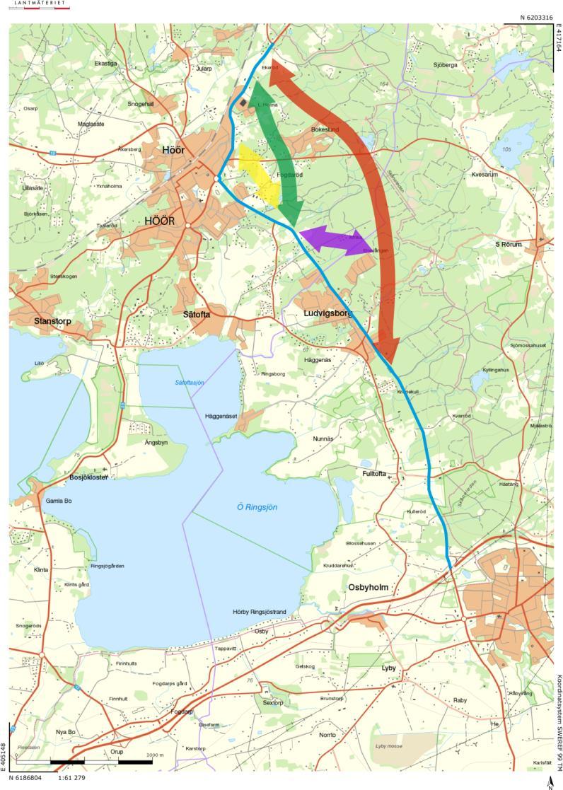 1.2 Kompletterande diagram, figurer eller kartbilder Olika sträckningar som studerats i ÅVSen.