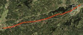 6 Landskapsbild Luftledningen är till största delen placerad i skogsområden. Ledningen rör sig norr om väg 40 ca 17,5 km innan den korsar väg 40 i öst två gånger.