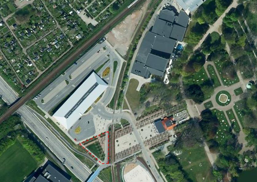 Markanvändning och gestaltning Platsbildningar, grönstruktur och vattenområden Inom planområdet föreslås att del av den södra delen blir parkmark som en förlängning av det gröna stråket mot