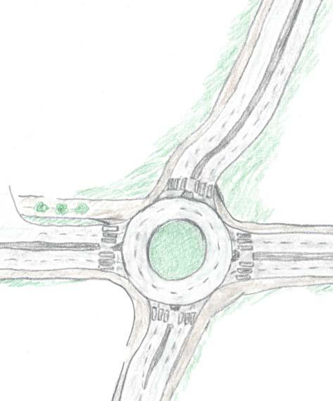 5 Förslag på åtgärder Figur 5.5 Alternativ b - övergång på samtliga gator i korsningen c) I alternativ c har särskild hänsyn tagits till GC-trafikanterna.