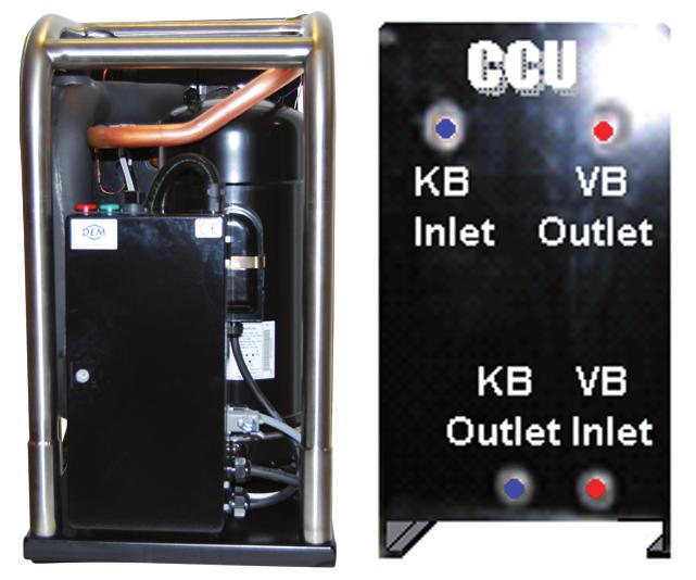 Leveransomfattning Leveransomfattning CCU 4 består av huvudkomponenterna: Scrollkompressor Plattvärmeväxlaren EC59 Elektronisk expansionsventil Ellåda med styr-, start- och reglerutrustning komplett