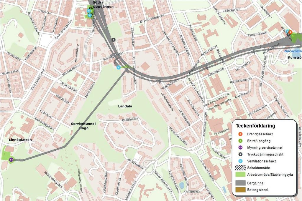 Figur 8.24 Översikt Station Haga - Station Korsvägen 8.5.
