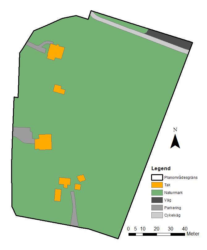 Enligt planförslaget kommer planområdet bebyggas med fem punkthus, samt tre större huskroppar. Mellan husen i planområdets norra del anläggs ett torg. Ett av husen planeras bli ett äldreboende.