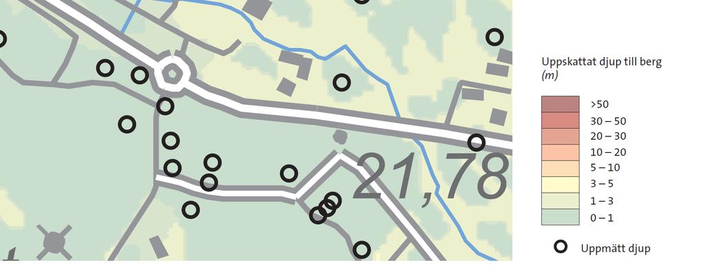 Figur 3-5. Jorddjupskarta framtagen med SGUs kartgenerator. Svartstreckad polygon visar den ungefärliga placeringen av planområdet. 3.2.