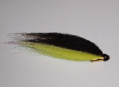 röd och gul bucktail, 4 pearly flashabou accent Kropp: