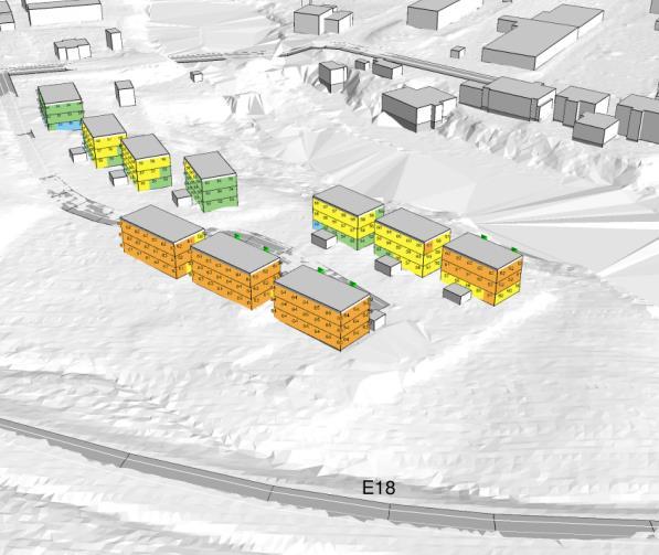 Planområdet ligger inom 30 meter från E18 som är utpekad som en primär transportled för farligt gods.