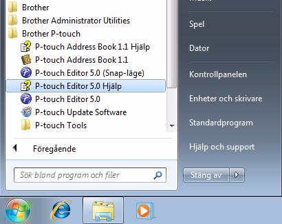 34 7 Starta P-touch Editor hjälp I det här avsnittet finns information om hur du startar