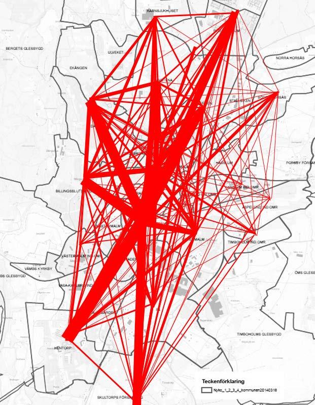 47 Figur 11.1 Antal dygnsresor mellan stadsdelar i Skövde tätort, inkl.