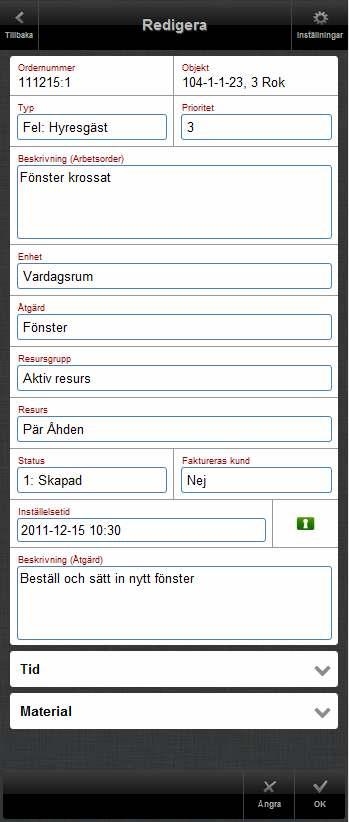 Redigera arbetsorderinformation 20
