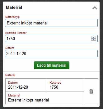 Material Att lägga till och ta bort material fungerar på samma