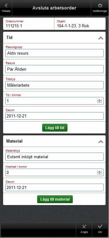 Avsluta arbetsorder Doc-To-Help