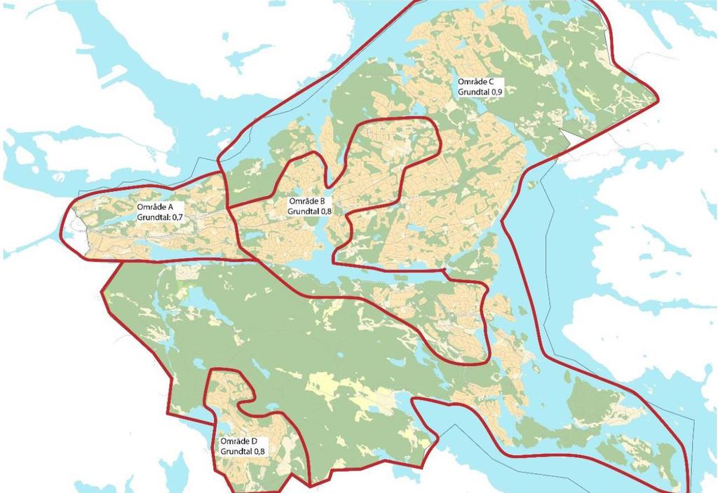 4.2 Parkeringstal boende 4.2.1 Generellt grundintervall Nacka kommuns grundtal för parkering för området är satt till 0,8 bilplatser per lägenhet (område B i figuren nedan).