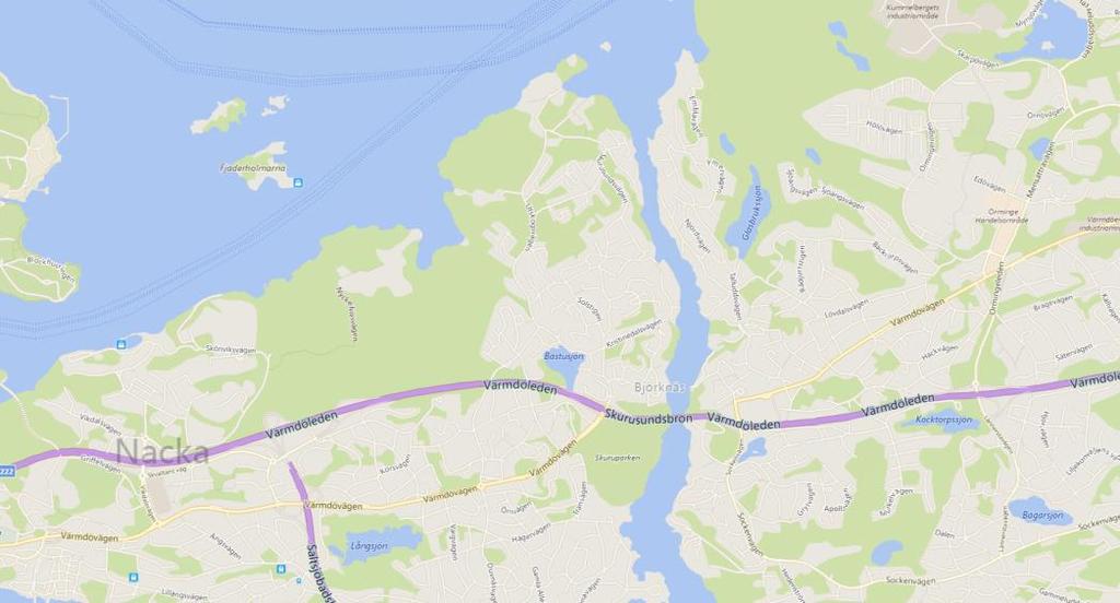 Planområdets geografiska position i förhållande till övriga delar av Nacka kommun.