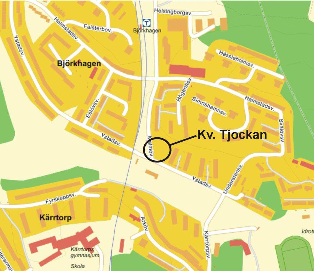 1 Inledning Riksbyggen ska bygga ett flerbostadshus vid korsningen Malmövägen-Ystadvägen i Björkhagen i södra Stockholm.