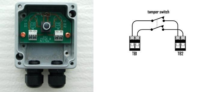 Mått (mm) BxHxD 100x100x60 400 g Kopplingsbox/Jbox Sensorkabeln kan delas upp i flera detekterande delzoner som ansluts inbördes med icke detekterande anslutningskabel/ död kabel.