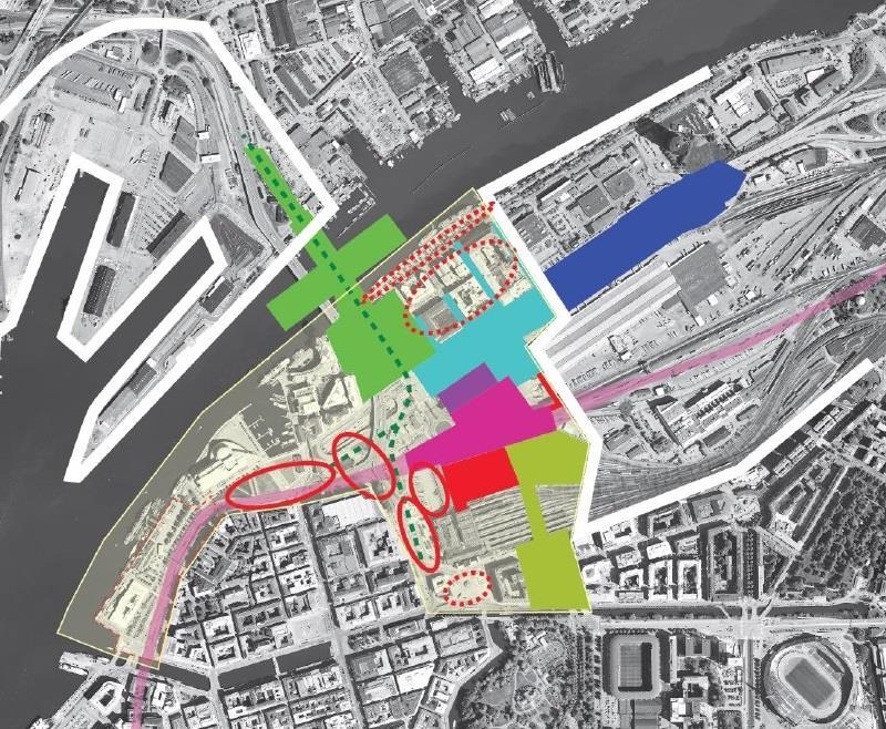 20 PLAN-MKB ÖVERDÄCKNING AV GÖTALEDEN Figur 6 Omkringliggande planer som kommer påverka planområdet. Ljusblå plan är den aktuella planen för bebyggelse ovanpå överdäckningen av Götaleden.