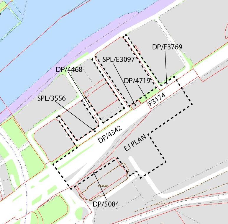 PLAN-MKB ÖVERDÄCKNING AV GÖTALEDEN 21 Figur 7 Gällande detaljplaner är utritade med röda heldragna linjer. Planområdet är ungefärligt illustrerad med svart streckad linje. 6.