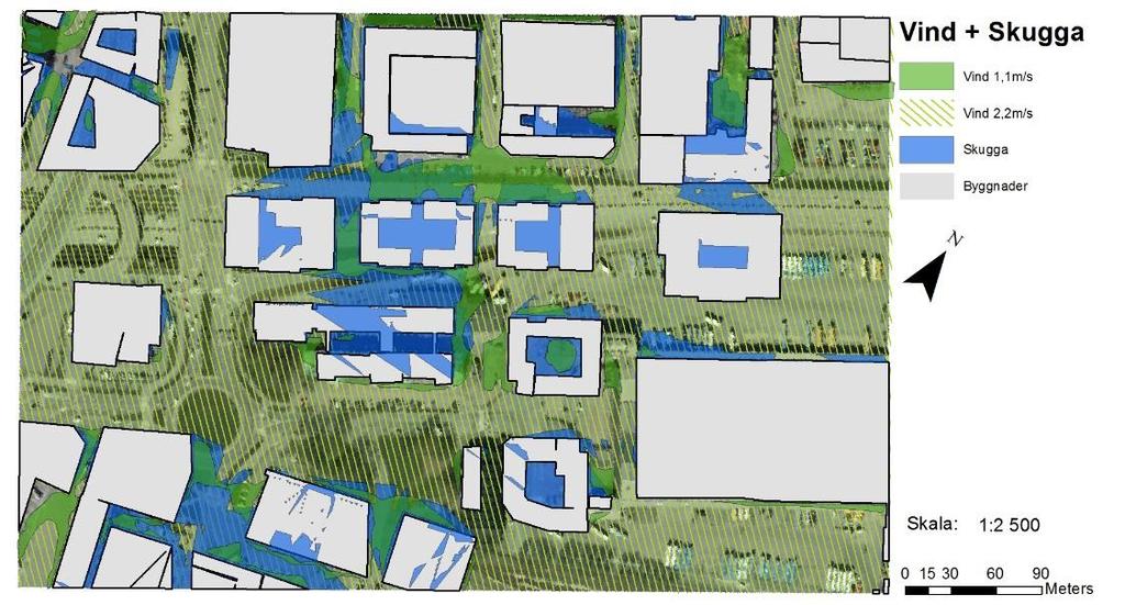 32 PLAN-MKB ÖVERDÄCKNING AV GÖTALEDEN för E, där även vindar på upp till 2,2 m/s kan förekomma.