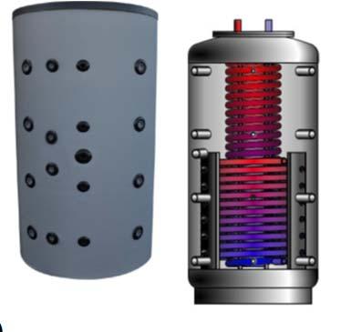 acktank med slingor, 60 x 60 11 378 2220RF 2 500 l, bara acktank med slingor, 70 x 70 13 759 Rektangulära tankar med muffar i fronten: 22001 500 liter med 3 slingor (2 vartmvatten, en sol) 13 986