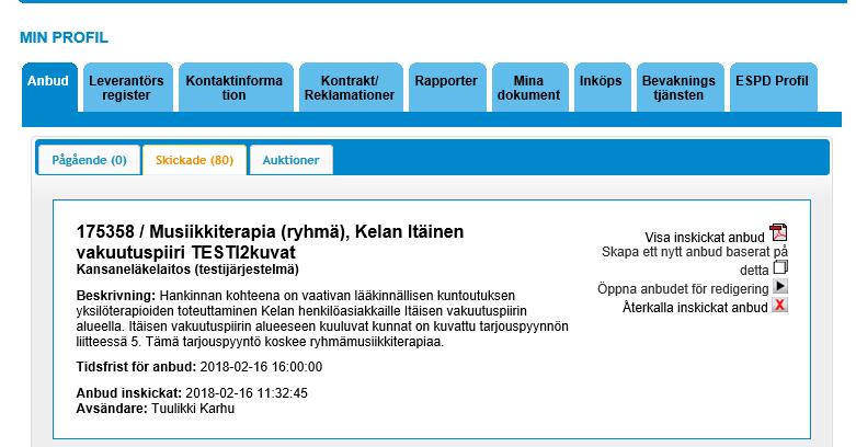 Öppna, korrigera/komplettera ett inskickat anbud och skicka in