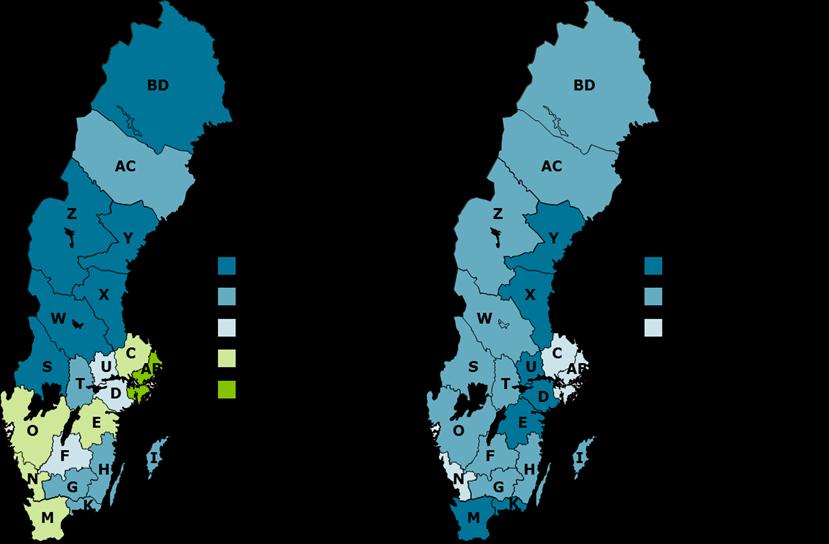 11 Förväntad procentuell sysselsättningsförändring (16-64 år) mellan kvartal 4 2015 och kvartal 4 2016 Inskrivna arbetslösa 16-64 år som andel av registerbaserad arbetskraft, prognos kvartal 4 2016