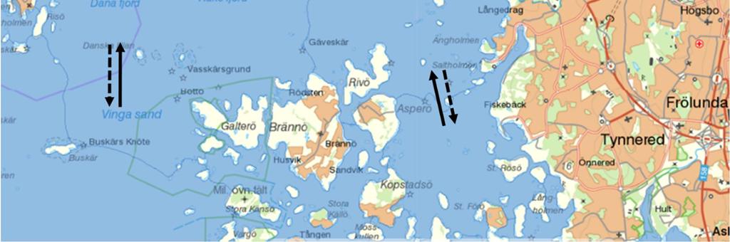 Nettocirkulationen till följd av den estuarina cirkulationen samt den övergripande cirkulationen i Kattegatt/Skagerak visas i Figur 2.