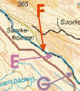 3.3.6 Björntorp överst obj 45 (7327719-168836) Figur 21 visar elfiskelokalen obj 45, Varjisån 2007-08-17 nerifrån och på kartan markerat med rött F.