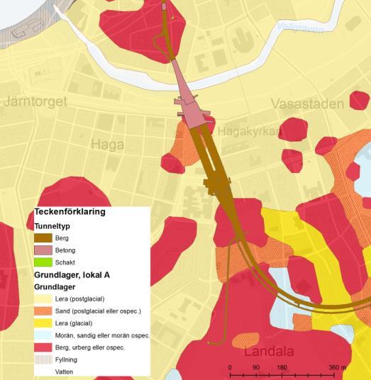 repo1.docx 212-3-29 Markytan inom planområdet sluttar i riktning från söder mot norr, från nivåer kring +17 i korsningen Lilla Bergsgatan/Haga kyrkogata till +1, vid Vallgraven.