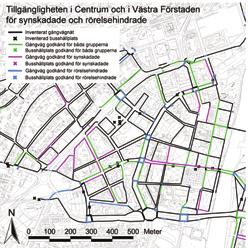 Centrum och Västra Förstaden: I Centrum och Västra Förstaden kan busshållplatser bli tillgängliga för både synskadade och rörelsehindrade genom åtgärdande av enkelt avhjälpta hinder.