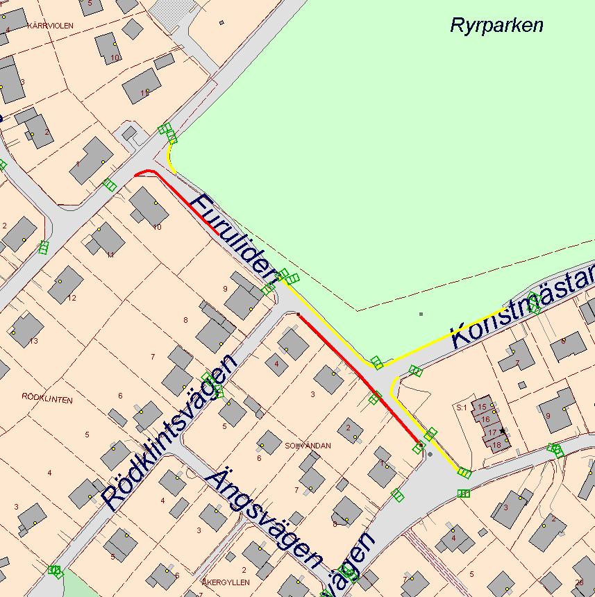 27(76) BTN 309 Änr SBF 2017-001478 Stensatt ränndal på Furuliden mellan Ryrvägen och Bergkullevägen Sammanfattning I samband med återställning efter fibergrävningarna på Furuliden i Skoftebyn bör den