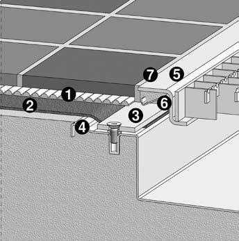 Sid 5 Golvtyp: Klinkergolv K5 Klinkerplattor limmade på 1 4 mm tjock tätskiktsduk eller PVC-matta. ställben (tillbehör) som monteras i hela brunnen. täckas för att undvika betongspill i brunnen. 3.