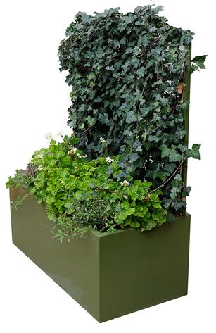 Screen A. Kombinera med växtskärm Grön spalje med murgröna Green City Planter Screen är en serie planteringskärl som ger en snygg avskärmning med: A.