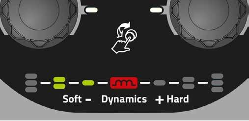 Ljusbågsdynamik från mjukt till hårt Möjliggör enastående svetsresultat tack vare exakt dosering av ljusbågen från Soft (bred fog, låg inträngning) till Hard (hård ljusbåge, djup inträngning) Visning