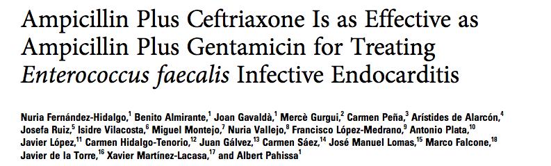 sänker MIC för ampi 2-3 steg Enterokocker- kombinera med ceftriaxon CID 2012 Ampi+ceftriaxon Icke-randomiserad,