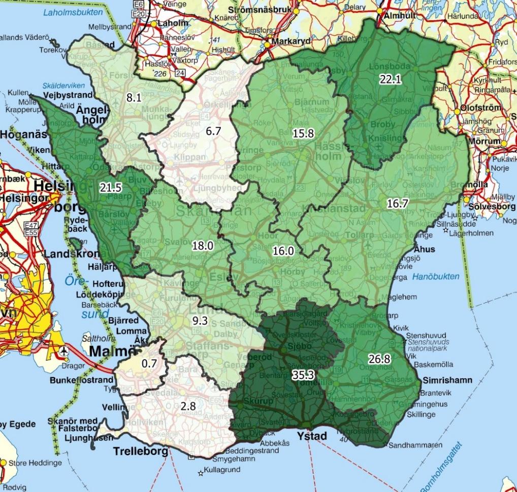 Avskjutning vildsvin Skåne län 2017/ 2018 Vildsvinsavskjutningen har den senaste tiden legat stabilt kring 18 500 fällda djur årligen.