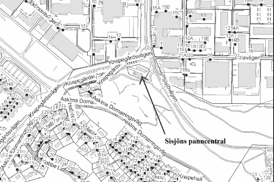 2.3 Lokalisering och recipientförhållanden Sisjöns panncentral ligger inom fastigheten Kobbegården 6:24 i Sisjöns industriområde. Figur 1. Lokalisering av Sisjöns panncentral. Källa: Eniro.