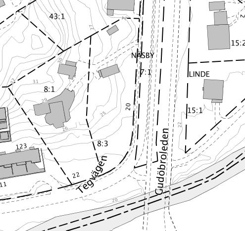 2: Planområdet med fastigheter Näsby 8:1 och 8:3.