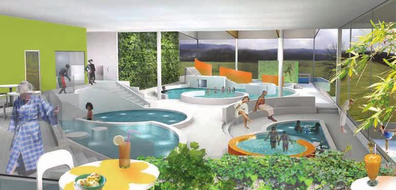 astu Relaxrum1 Ångbad +70,6 Relaxrum 2 Terrass astu Övre del ktivitetsbad Fasadmaterial är glas och betong.