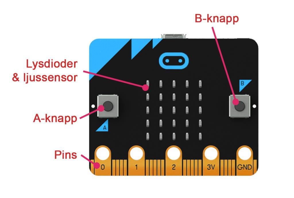 LEKTION 1 SEKVENS Vad är micro:bit? Micro:bit är en liten dator som man enkelt kan få saker att göra genom att programmera den. Vad finns på en micro:bit?