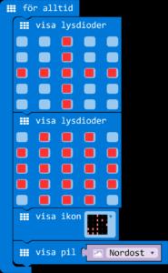 LED LAMPOR Micro:bit har 25 röda lysdioder (LED Lampor) som man kan tända och släcka med sin kod. Använd dom för att visa text, siffror, animationer och mer.
