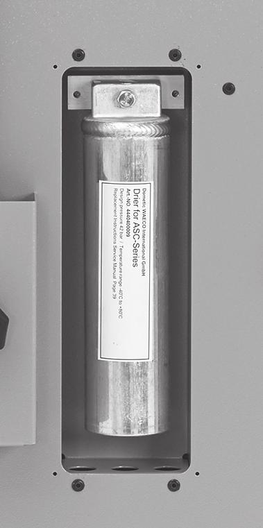 ASC2500G Servicearbeten 9.2 Byta torkfilter 1. I startmenyn, använd pilknapparna och välj eller Automatisk process : Fullautomatisk Automatisk process Fler val ENTER-OK 2. Bekräfta med ENTER. 3.