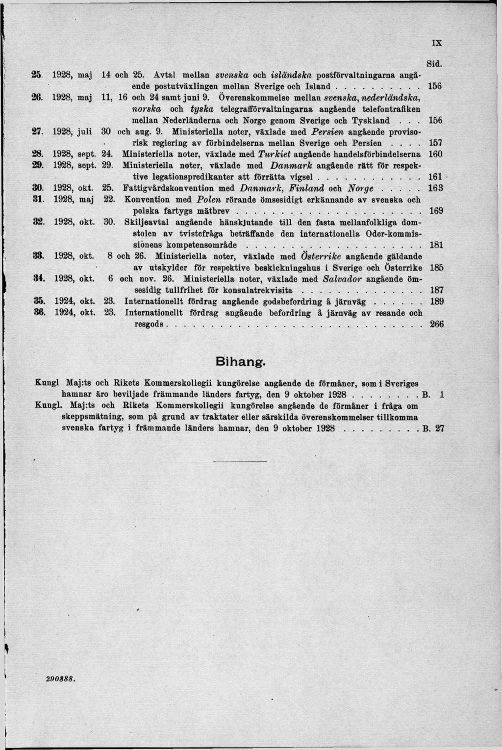 25 1928, maj 14 och 25. Avtal möllan svenska och isländska postförvaltningarna angående postutväxlingen mellan Sverige och Is la n d...156 26. 1928, maj 11, 16 och 24 samt joni 9.