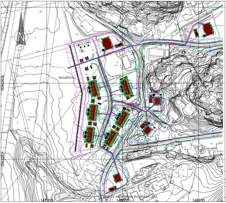 att uppföra 11 nya byggnader inom fastigheten bestående av 5 enfamiljshus och 6 parhus inklusive