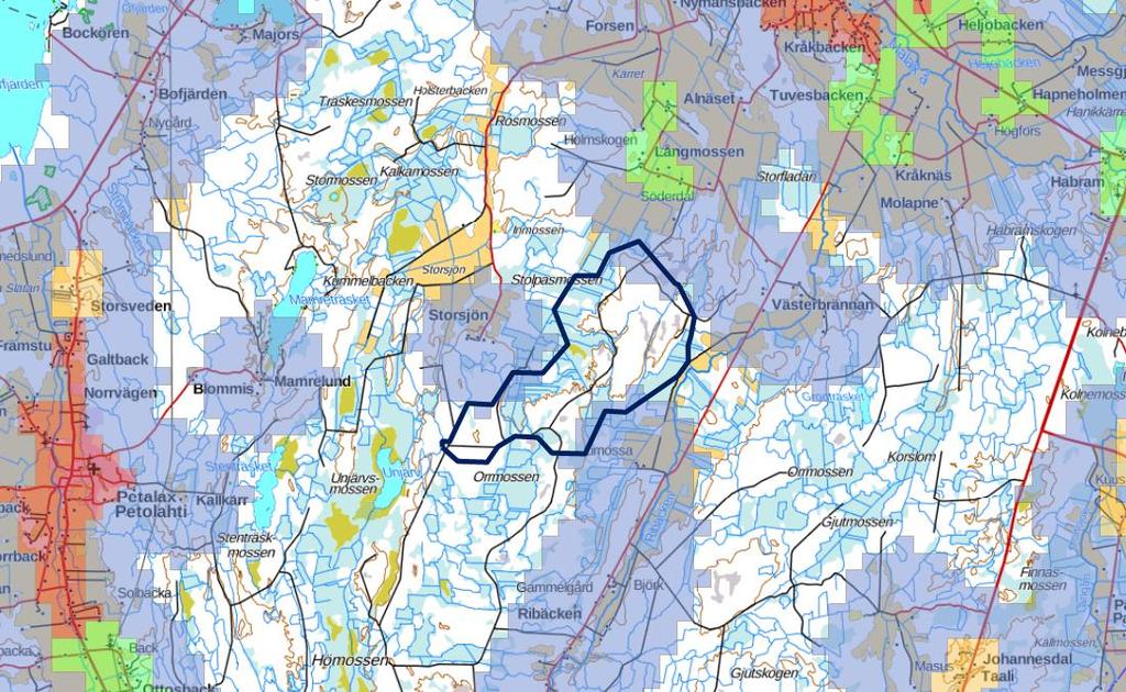 terbottniska kustområdet. Skogarna i området används intensivt för skogsbruk.