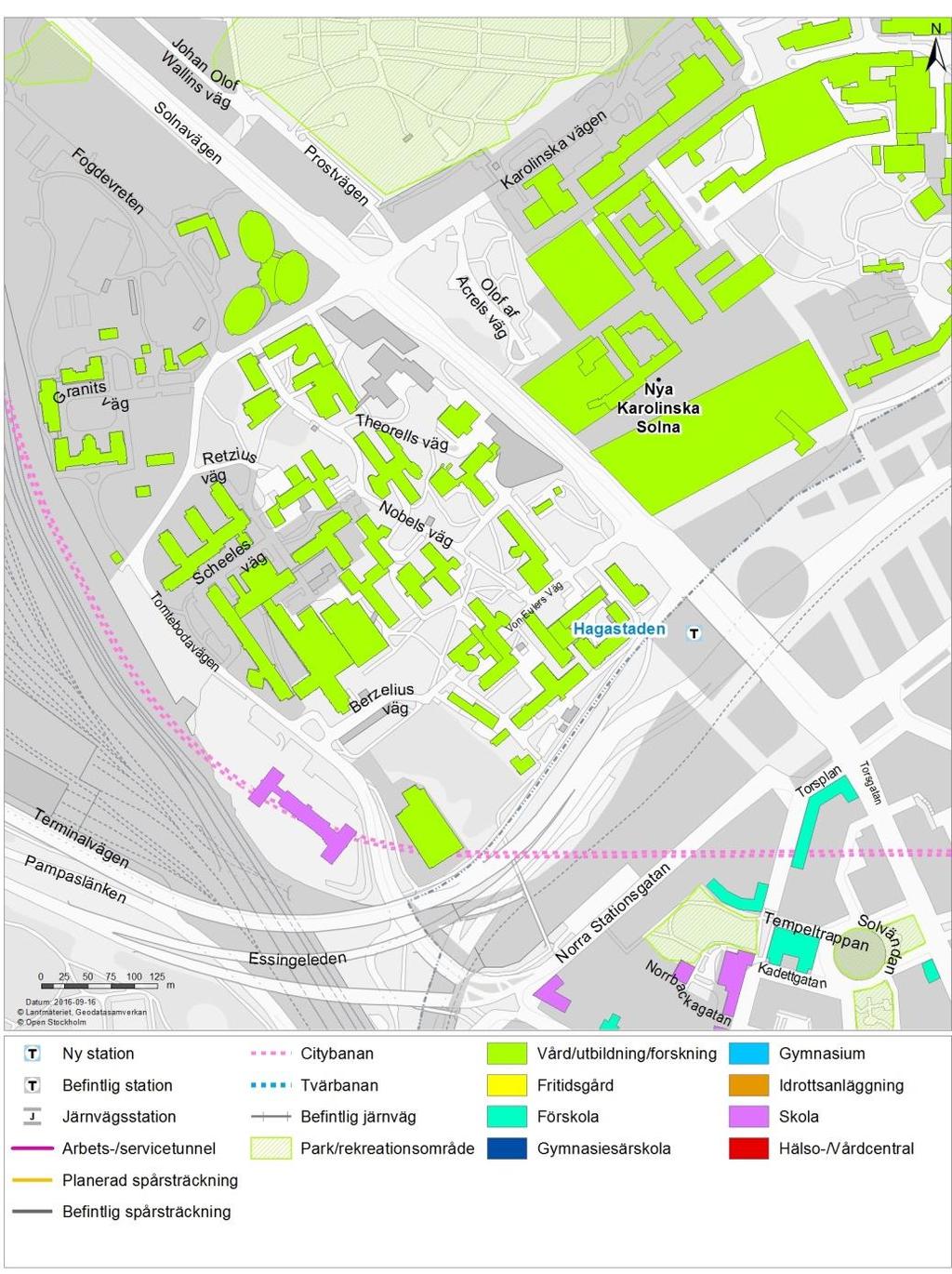 viktiga sociala servicefunktioner när tunnelbanan byggs på grund av att delar av Hagastaden planeras vara inflyttningsklara år 2017. Figur 6.