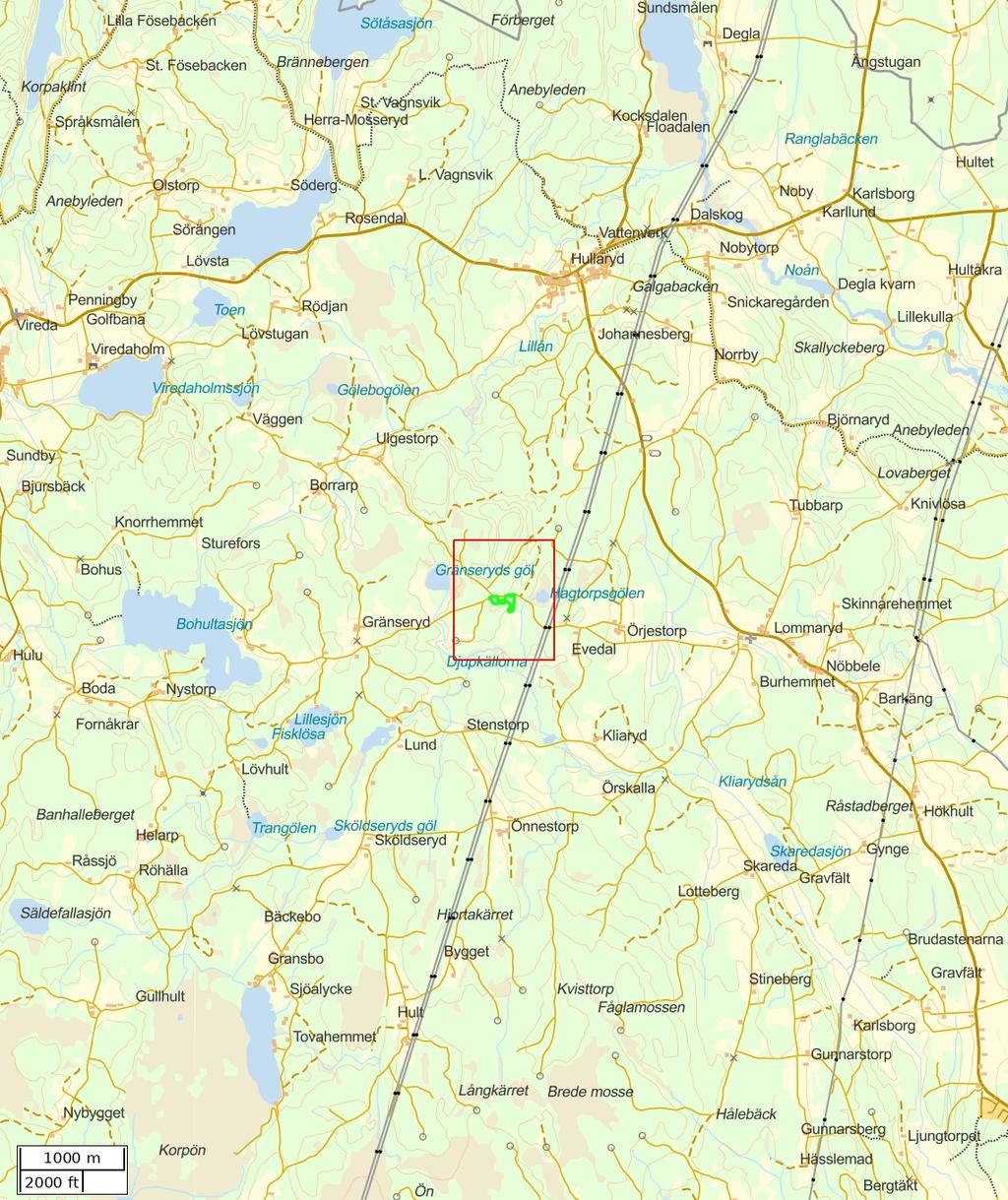 Traktdirektiv 2018-09-16 08:45 Gränseryd 1:12 Hushållningssällskapet Skog Översiktskarta Skala: ~1:50000