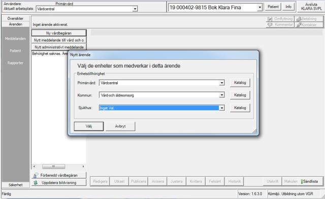 Initierande part - elektronisk meddelandehantering i KLARA SVPL In- och utskrivning i