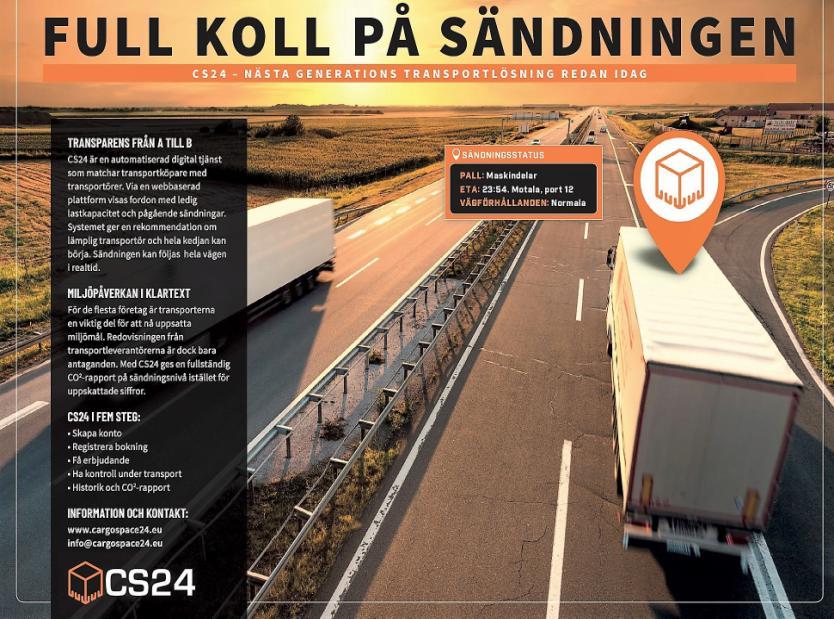 Morgondagens transport Redan idag.
